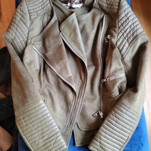 Ivory & Chain Bonita Biker Jacket Olive - Picture 5 of 12